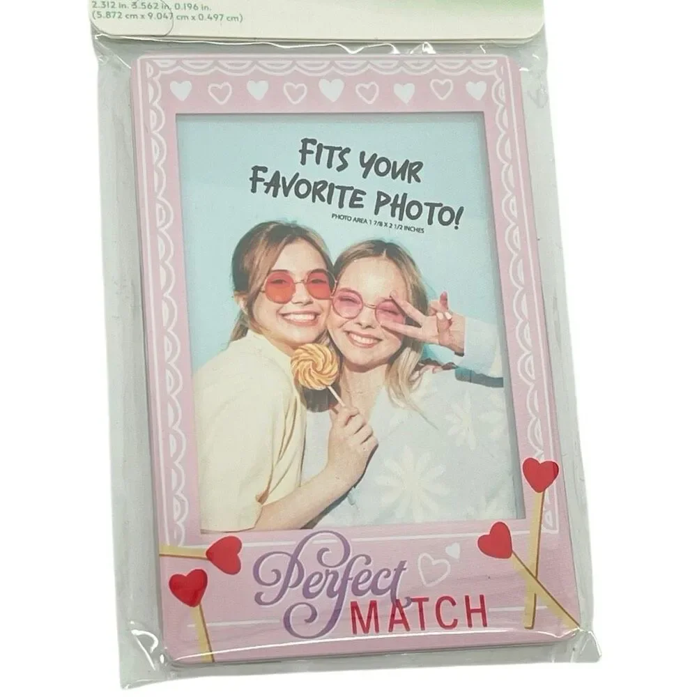 Perfect Match Magnetic Photo Frame Pink Heart Fridge Magnet 1.75x2.5 Photo